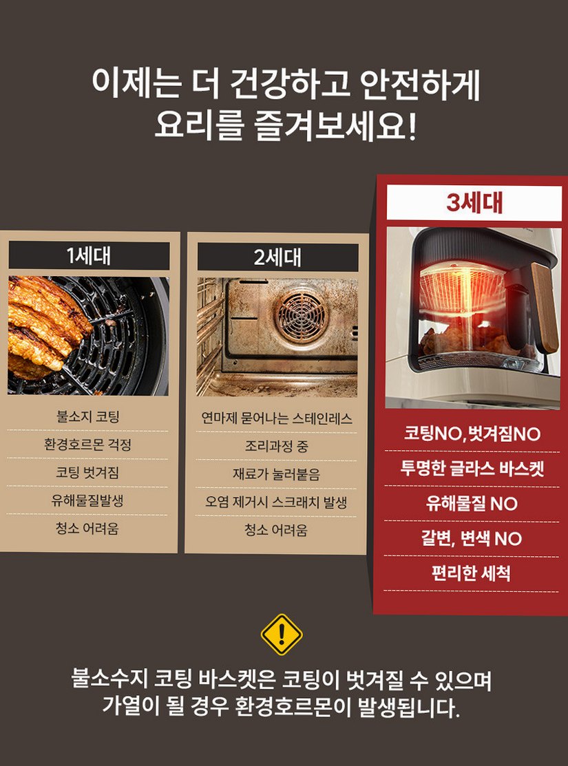 모즈스웨덴 글라스 에어프라이어 4.2L MA-5000G 아이보리 에어프라이기